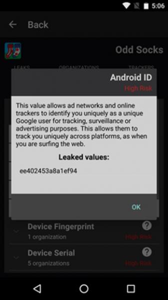 La explicación de Lumen de una filtración del identificador (ID) de un dispositivo Android./ ICSI, CC BY-ND
